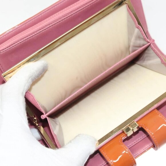 CHANEL Choco Bar Wallet Enamel Orange Gold CC Auth - Picture 11 of 15